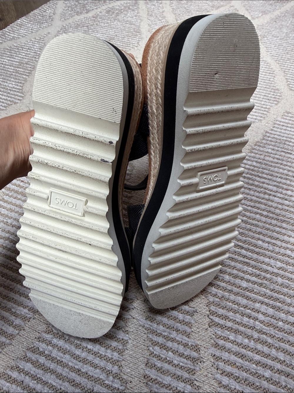 Toms Women’s Black Ankle-Strap Platform Sandals size 6 - Picture 3 of 3